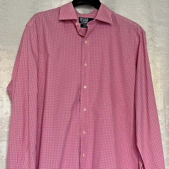 Polo by Ralph Lauren Men's Large Stanton Classic Fit Button Down - Pink Plaid - Picture 1 of 7